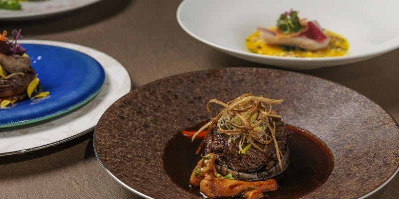 【Oasis】冷前菜・温前菜・魚料理・肉料理 全6品シェフおすすめコース＋フリーフロー（窓側席確約）