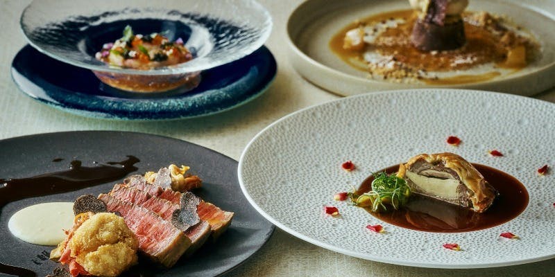 【Azure】メインは黒毛和牛フィレ肉　キャビア・フォアグラ　全6品＋乾杯シャンパン（窓側選択可）