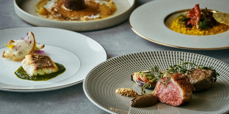 【Oasis】冷前菜・温前菜・魚料理・肉料理 全6品シェフおすすめコース＋フリーフロー（窓側席確約）