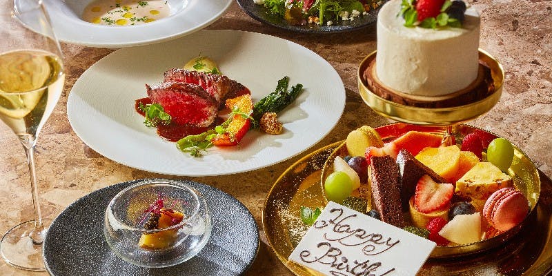 【記念日/アニバーサリープレート付きランチ】＋乾杯ドリンク（メインは米沢豚グリル）