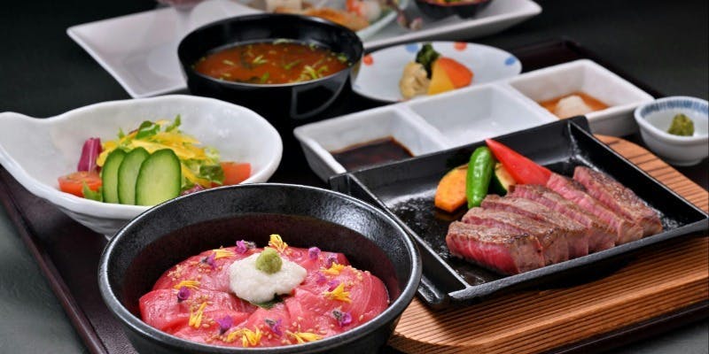 Benkay MAGURODON Wagyu STEAK～弁慶 鮪丼と和牛ステーキ御膳～＋1ドリンク