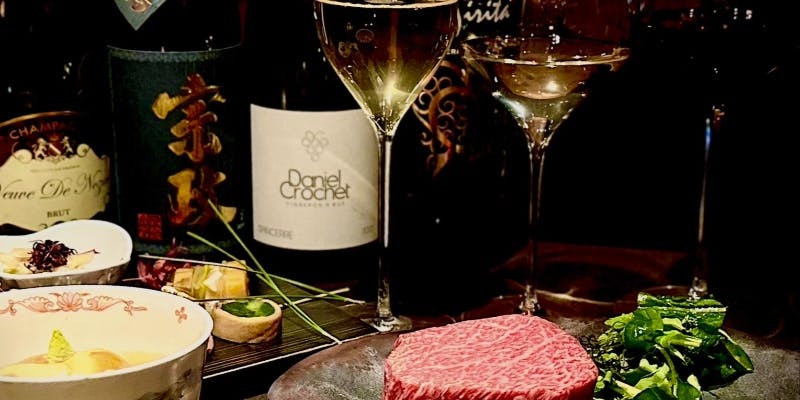 ・【接待コース　佐賀牛ステーキ・ドリンク付き】 全6品 ペアリング4杯付（個室確約）