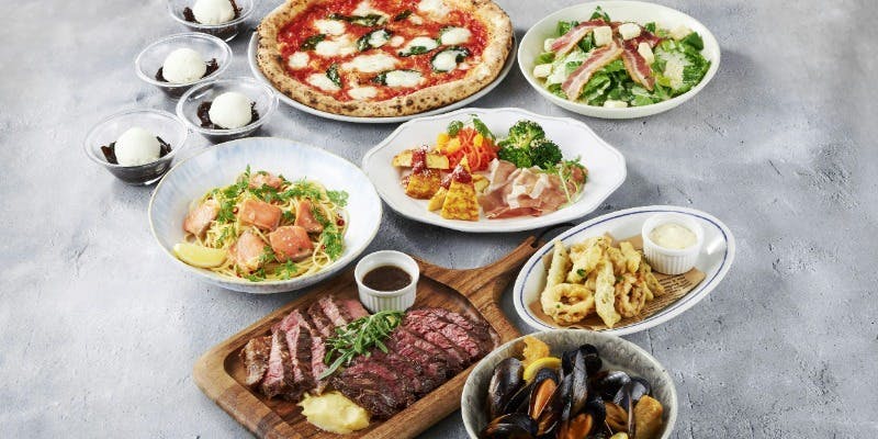 【プレミアムコース】選べるピッツァに、グリルステーキ～タリアータ～を味わう、豪華12品！＋飲み放題付！