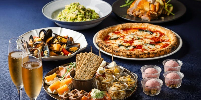 A【2025忘年会】季節のカルパッチョ他前菜盛り＆人気のマルゲリータ等全6皿＋2h飲放