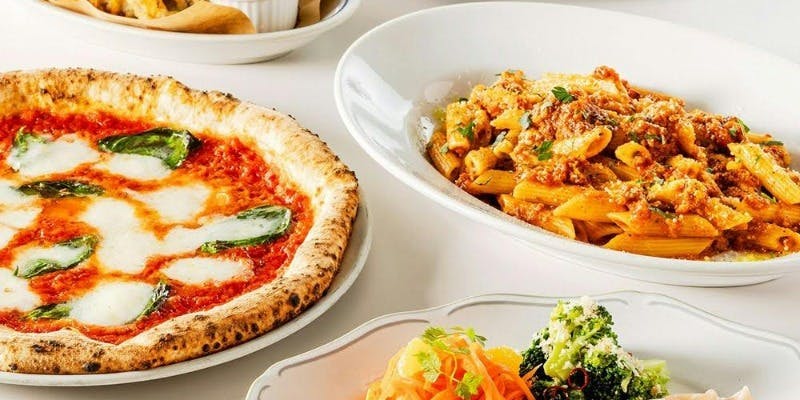 【カジュアルコース】人気No.1ピッツァ、前菜4種盛、フリット、パスタ等5皿8品（料理のみ）