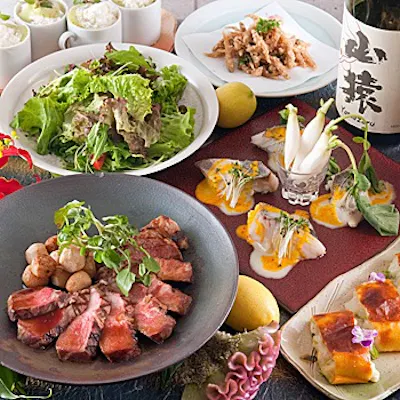 全国から取寄せる極上の食材でつくる一皿を、くつろいでいただく至福のひととき!