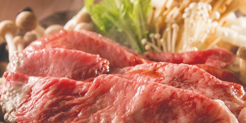 【信州プレミアム牛肉コース】すき焼き、選べる〆等全6品＋ワンドリンク（平日限定）