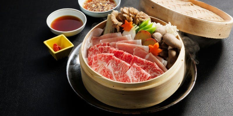 信州プレミアム牛肉・信州米豚と野菜の蒸ししゃぶ