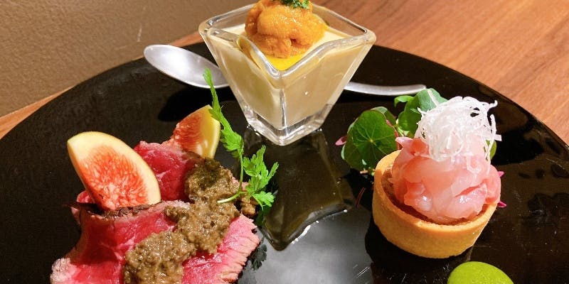 【旬の味覚満載 Chefs Selection 全7皿 ペアリングコース 】ペアリング4種＆食後のカフェ付き、食前酒別