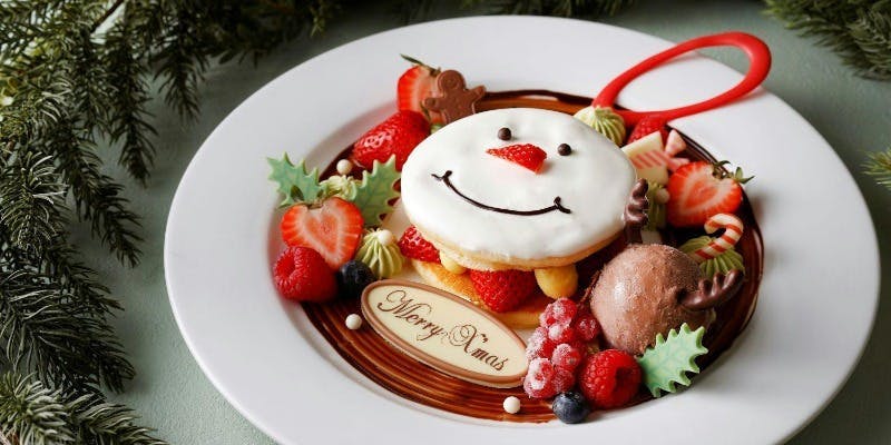 クリスマス スノーマンリース パンケーキ ドリンクセット（平日限定）