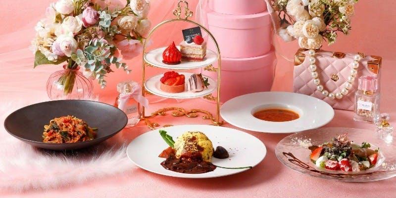 【 いちごミニアフタヌーン付き】選べる前菜、メイン プリフィックスディナーコース ＋TWGカフェフリー