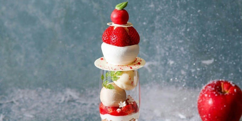 いちご りんごの白雪パフェ　ドリンクセット（平日テラス限定）