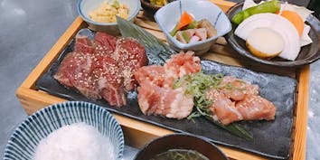 【焼肉定食 A】焼き物2種、焼き野菜、小鉢など - 神戸牛焼肉西村家 三宮店