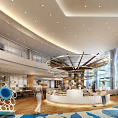 リゾート感ある水辺のラウンジ