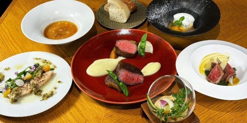 【Chef Shimotai 春のKINTANコース】仙台牛赤身と牛タンのWステーキ、旬の食材を活かした全7品。