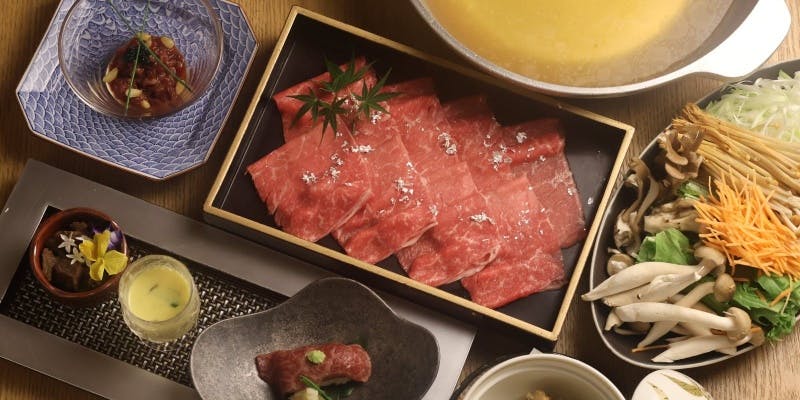 【重 おもき】お座敷限定　神戸牛「出汁しゃぶ会席」＋2時間飲み放題付