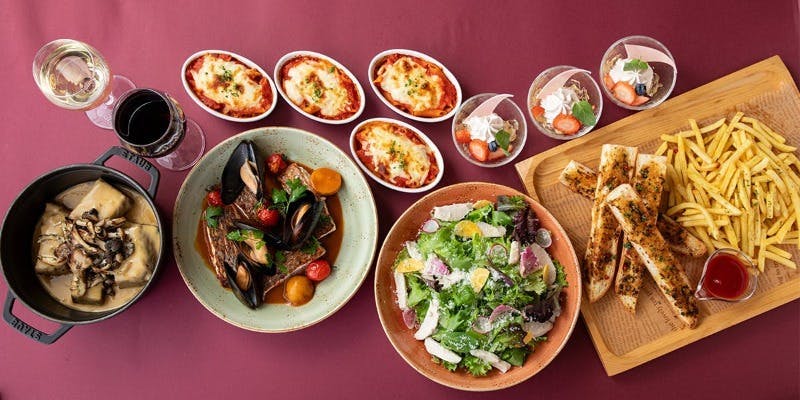 【グループプラン】おすすめメニューをシェアするカジュアルディナー＋乾杯スパークリングワイン付き