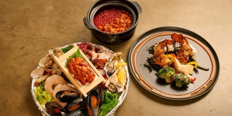 【究極雲丹コース】シーフードプラッター付き究極のウニ尽くし全9品＋乾杯ドリンクサービス