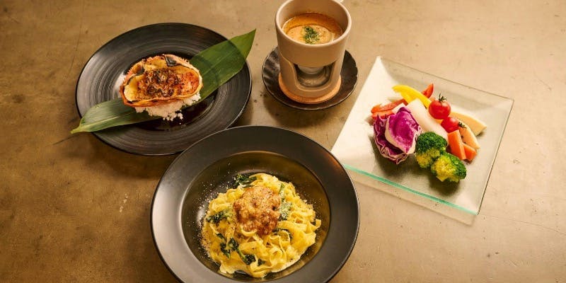 【ウニクリームパスタコース】創作ウニ料理含む全7品＋乾杯ドリンクサービス