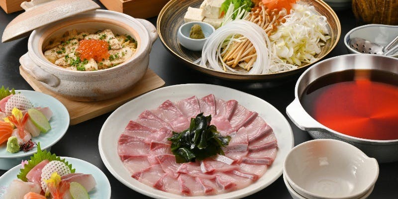 伊勢真鯛の土鍋と寒鰤しゃぶしゃぶコース【全7品】