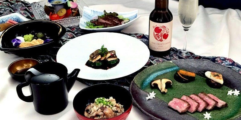 【鉄板焼～宮城・仙台の食材を堪能～】シェフのスペシャルコース＋秋保ワイナリーのクラフトシードル付き
