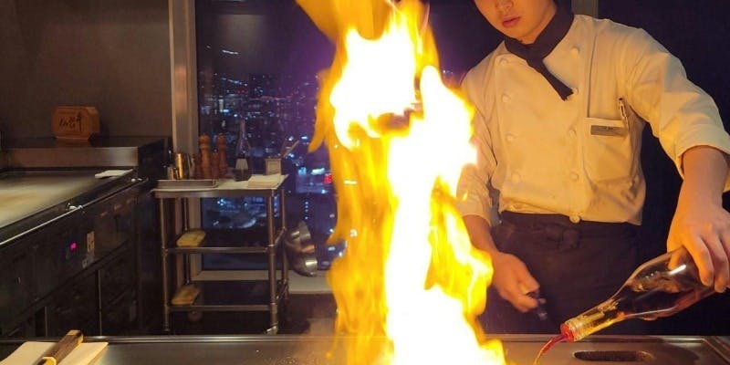 【鉄板焼ディナー～栂尾～】仙台牛サーロインorフィレ・鮑Wメインなど全8品＋乾杯ドリンク＋記念日プレート