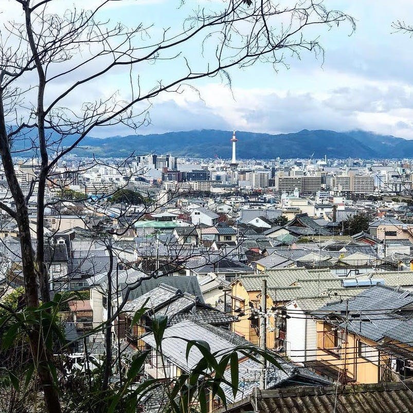 京都タワーなど京都市内を一望できる、ガーデン散策散歩