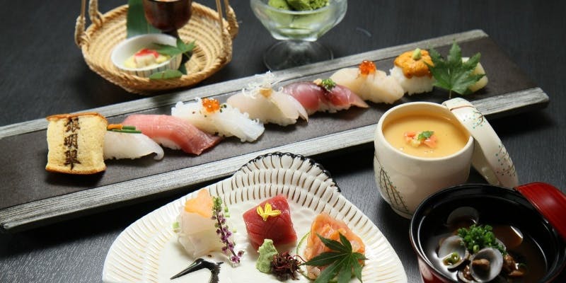 【ディナー限定】寿司会席ー玄海ーお造り、旬のおまかせ二品、寿司8貫を含む　全7品