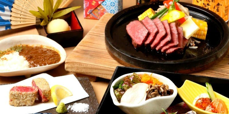 【椿コース】和牛たたき、仙台牛厳選部位石焼き、和牛レアカツ等全8品＋選べる1ドリンク