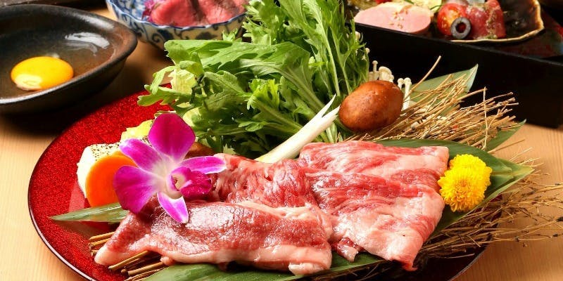 【神戸牛すきやきコース】和牛メンチカツ、神戸牛ブリスケすき焼き等全7品＋2時間飲み放題