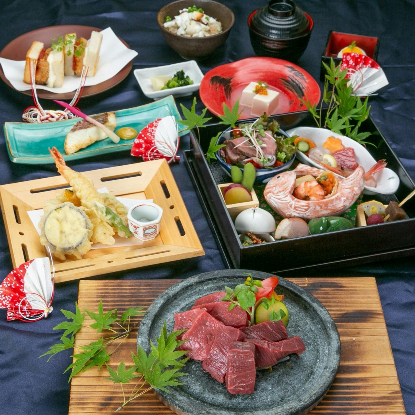 夜景 個室 肉割烹 牛若丸 梅田店 雅コース 造り3種 鯛姿焼き 黒毛和牛の石焼きなど全9品 2時間飲み放題 個室 顔合わせにも ディナー プラン メニュー 一休 Comレストラン