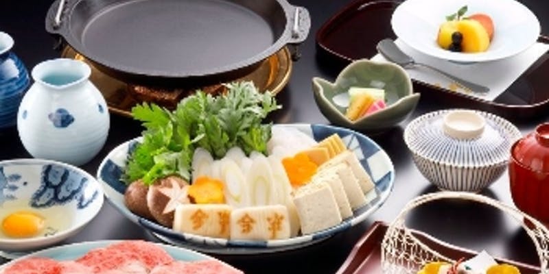 【団コース　すき焼】前菜、お食事など（上120g）