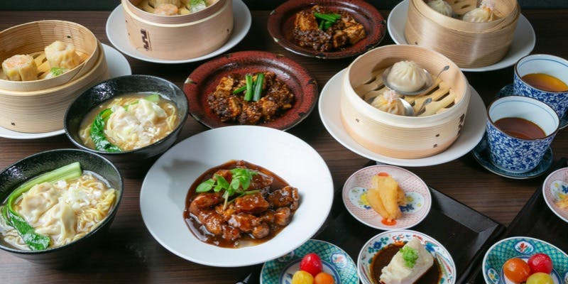 前菜3種・点心5種・酢豚・麻婆豆腐・デザート・全7皿・ランチBコース＋飲み放題2時間付き