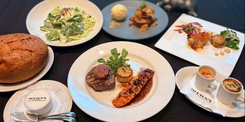 【7th Anniversary Course】前菜3種盛、メインはフィレミニョンとグリルサーモンの盛り合わせ！全7品