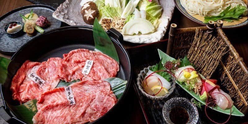 【和牛すき焼き会席】九州産和牛ロースを食べ比べ