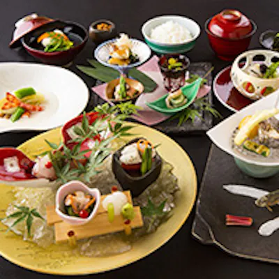 有田焼に盛られた見た目にも美しいこだわり料理の数々