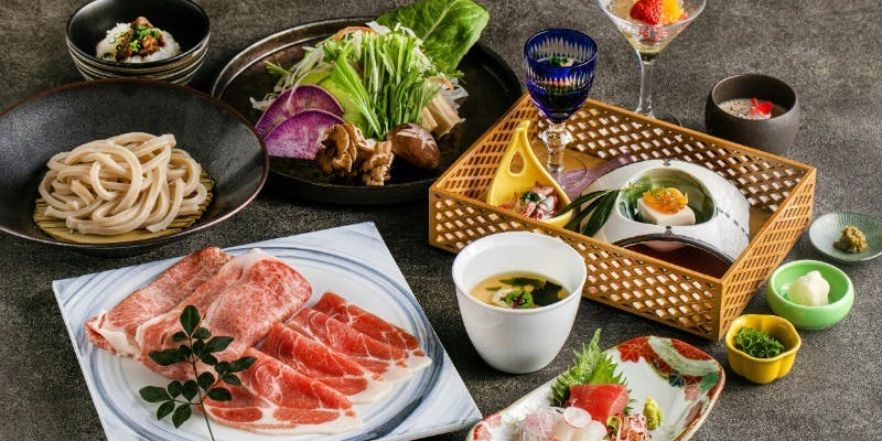 【米沢牛A5とスーパーゴールデンポークのしゃぶしゃぶ】