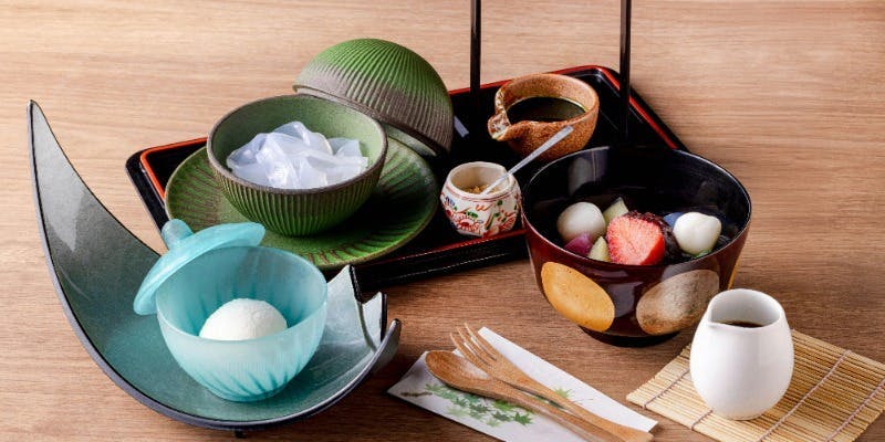 【甘味三昧】あんみつ・くずきり・酒粕アイス 　～狭山茶付き～