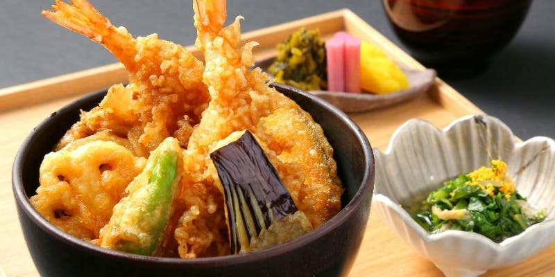 海老と野菜の天丼