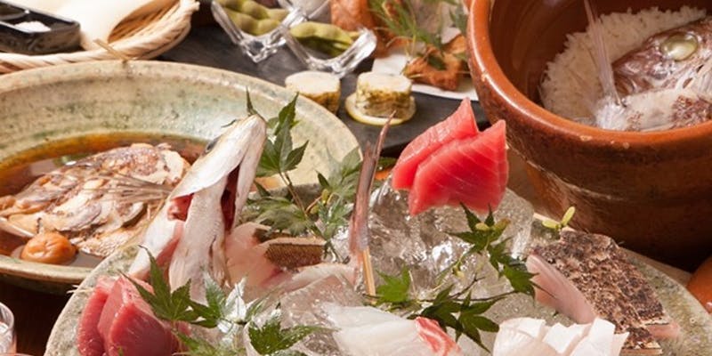 紀州魚の造盛や煮魚、うめ豚陶器蒸しの鯛飯コース全7品7,700円～お席は2時間制