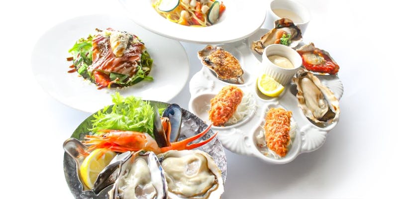 【Oyster course Special】平日ランチ限定！生牡蠣や焼牡蠣、選べるメインなど全5品＋乾杯スパークリング