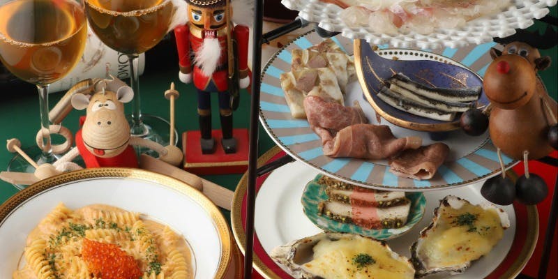 【Xmas2025】シャンパン含む3ドリンク、蟹いくらパスタ、トリュフ黒毛和牛（3部20時～）
