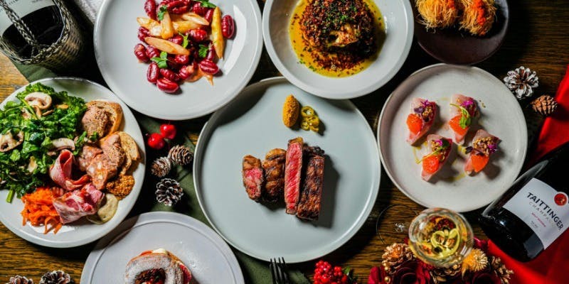 【Xmas限定コース／12月24日 1945～2145】乾杯スパークリング付き！国産牛炭火グリルなど全6品！9,800円