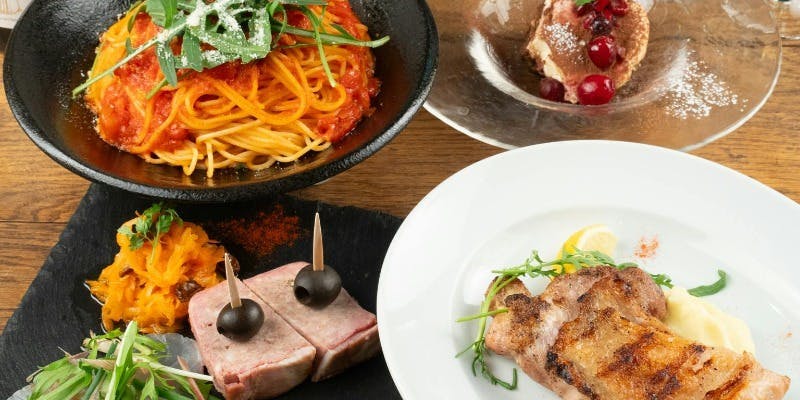 【懇親会に】カジュアルディナーコース /前菜、パスタ、メイン、デザート全4品＋2時間飲み放題