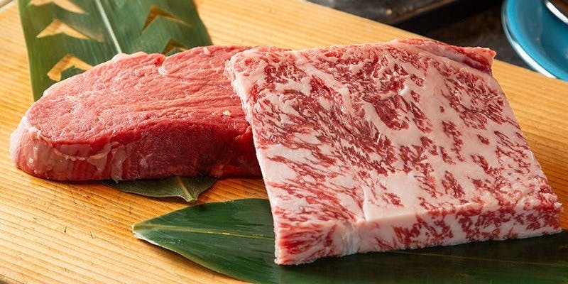 【神戸牛食べ比べコース】神戸牛ステーキを2種食べ比べ、デザートなど全9品（サーロイン＆極上赤身）