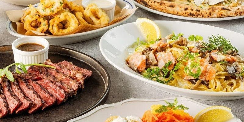 【ラグジュアリーコース】贅沢トリュフピッツァ、グリルステーキ、ムール貝など全12品＋2時間飲放