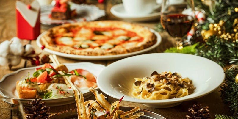 【Xmas2025】前菜、黒毛和牛、マルゲリータ等8品＋飲み放題（12/24、25・20時～21時入店）