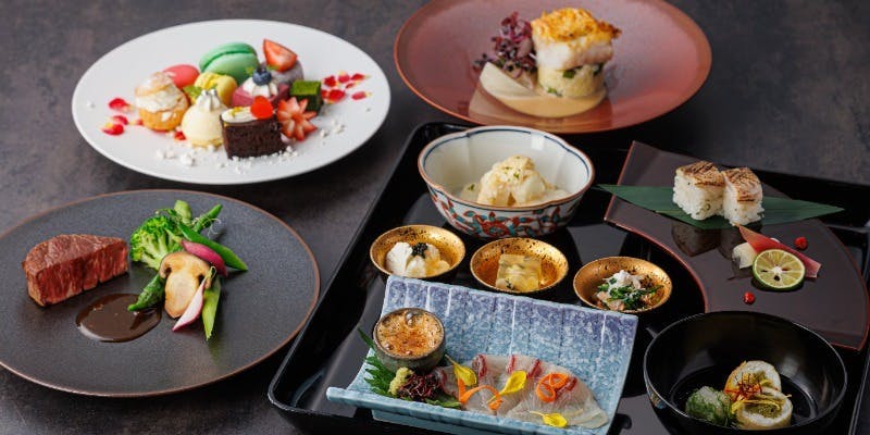 【生演奏付き】神苑の夜景と共に楽しむディナー｜オマール海老と和牛フィレ肉など全6品（12/24～25）