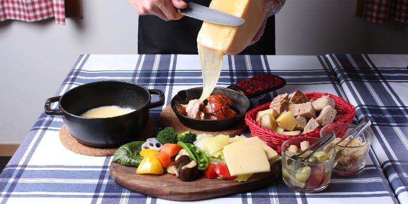 【ラクレットチーズとチーズフォンデュ】海老のチーズセット