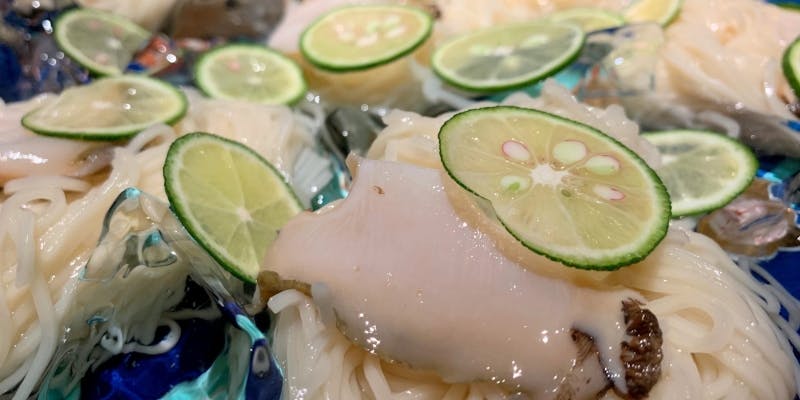 夏大人気メニュー＜鮑散らしの生そうめん＞コース